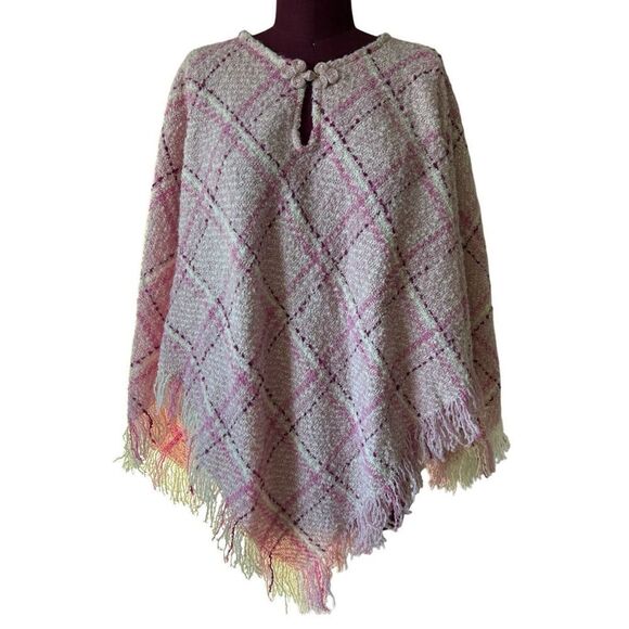 Boyne Valley Weavers Pink Plaid Alpaca Wool Fringed Handmade ONE SIZE Handcrafte - Picture 2 of 7